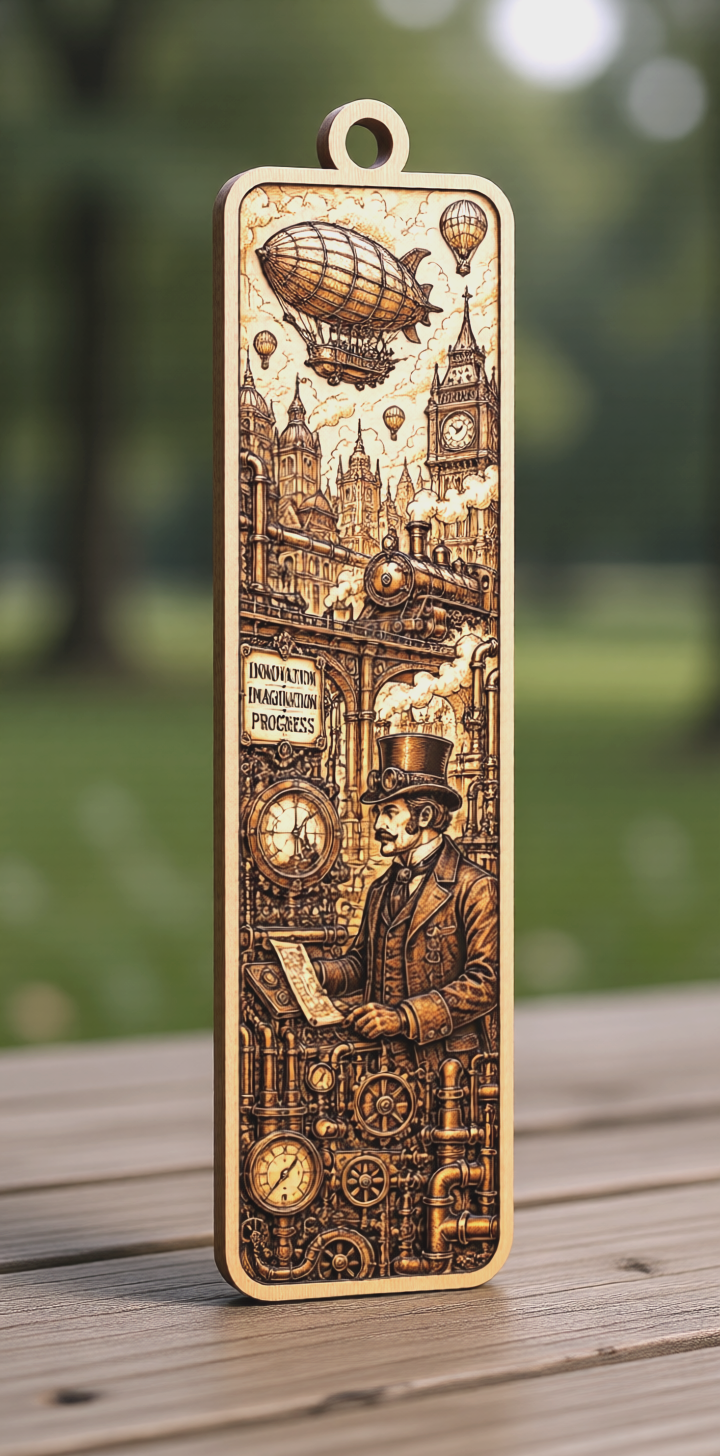 [Laser cut and engrave] Steampunk Gentleman Bookmark Pendant