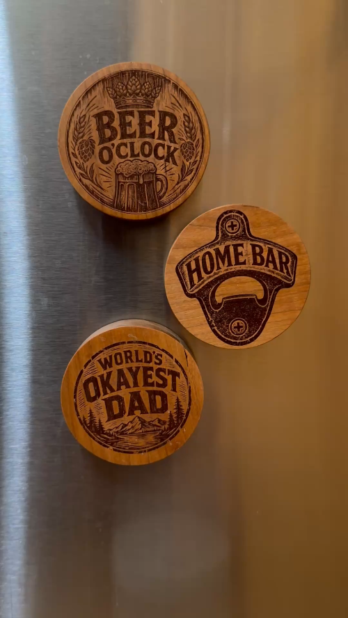 [Laser cut and engrave] Wooden Beer Bottle Opener Magnets for Refrigerator