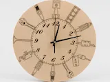 [Laser cut and engrave] Dřevěné nástěnné hodiny s motivem automobilových součástek a nářadí