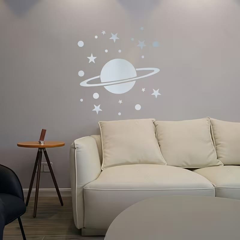 [Laser cut and engrave] Miroir mural en forme de planète avec étoiles pour chambre d'enfant