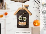 [Laser cut and engrave] Halloween House Ornaments Bundle. Wooden Hanging Decor Laser Cut Files. Spooky House Decor. Kids. Children. Scary Mansion SVG