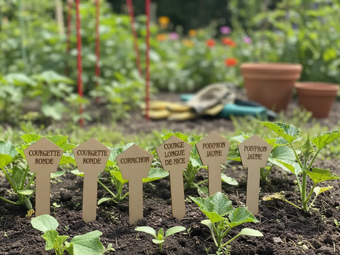 Étiquettes de jardin en bois pour marquer les légumes