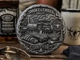[Laser cut and engrave] Smoke and Ember BBQ Co Round Metal Sign with Smoker and Brisket Illustration