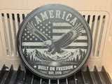 [Laser cut and engrave] America Built on Freedom Eagle and Flag Round Coaster