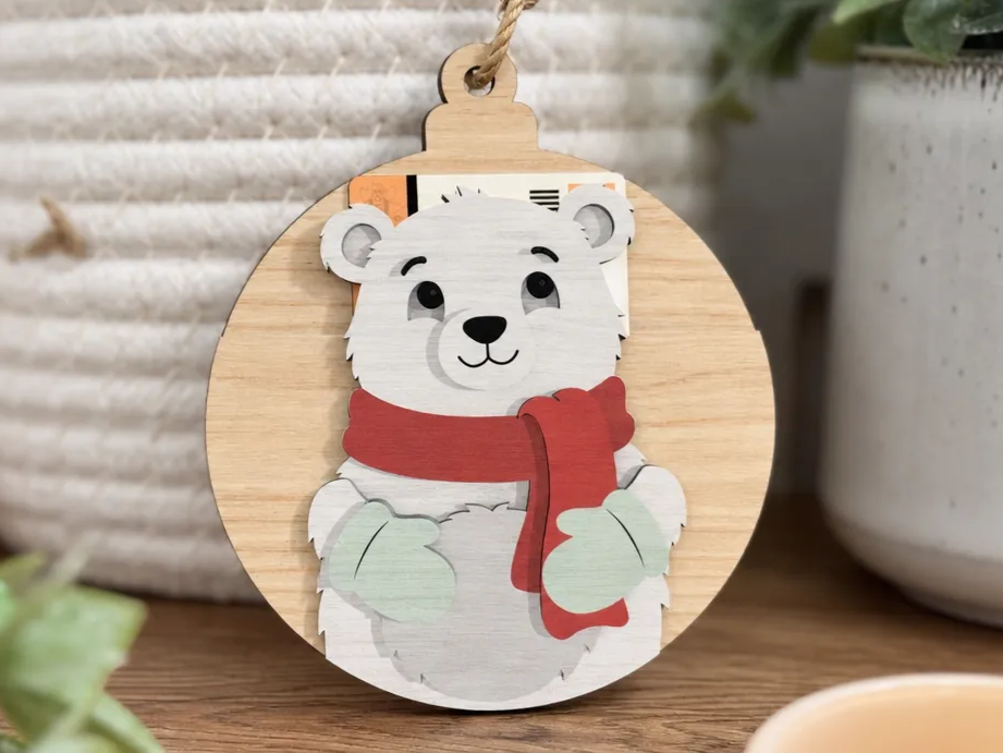 Polar Bear Gift Card Holder Christmas Ornament