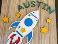 [Laser cut and engrave] Rocket name sign - multi layer