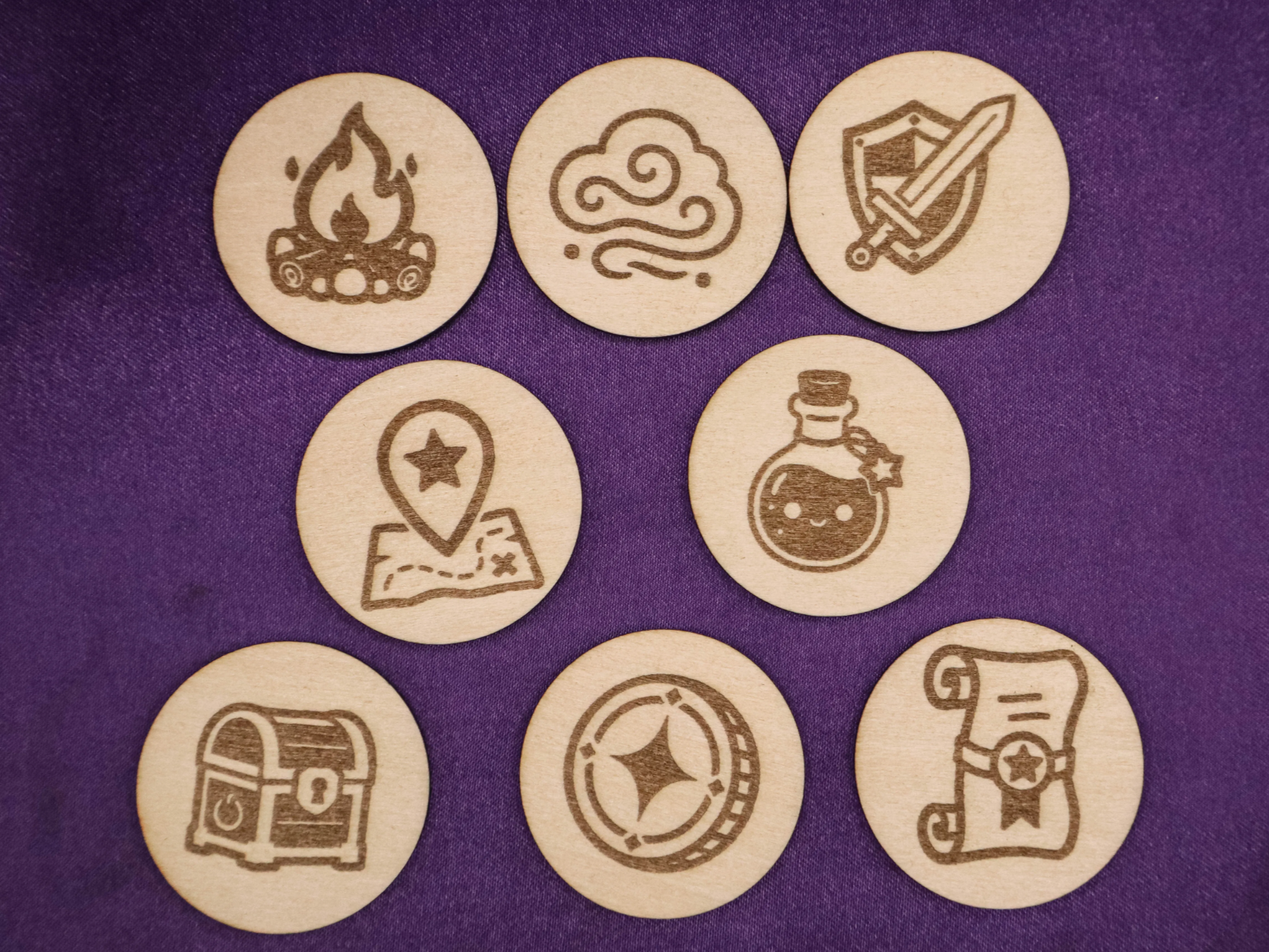 Fantasy RPG Game Tokens with Adventure Icons