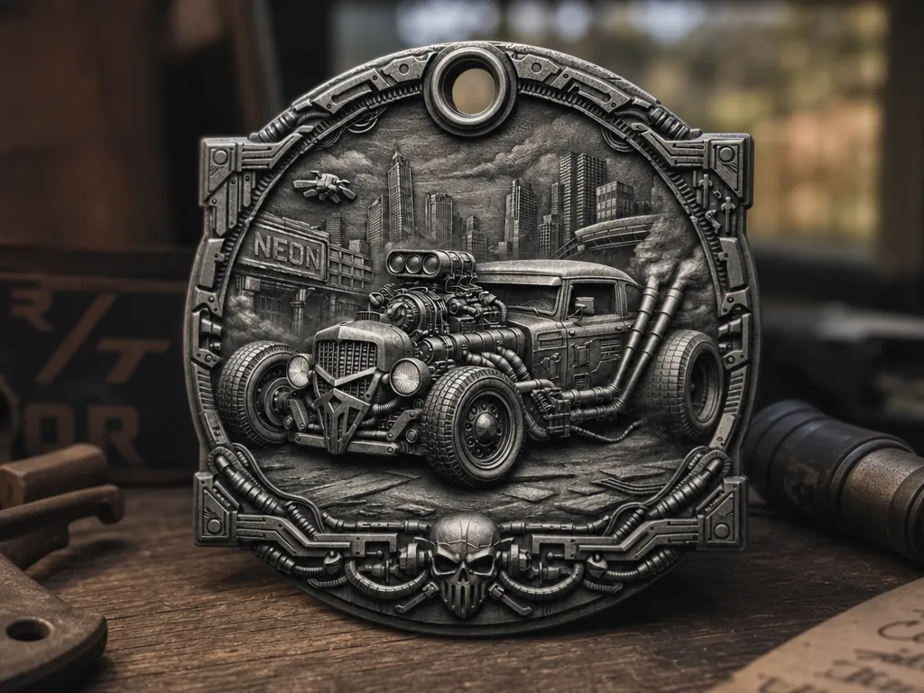 Cyber Punk and Steampunk inspired keychain keyring