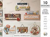 [Laser cut and engrave] Personalized Classroom Signs Bundle. Teacher Name Sign Laser Cut Files. School Welcome Door Hanger. Layered School Decor SVG. Kids. Children