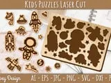 [Laser cut and engrave] Space Themed Wooden Educational Shape Sorting Puzzle for Toddlers