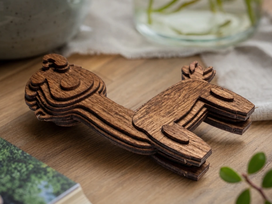Layered Wooden Llama / Alpaca Figurine
