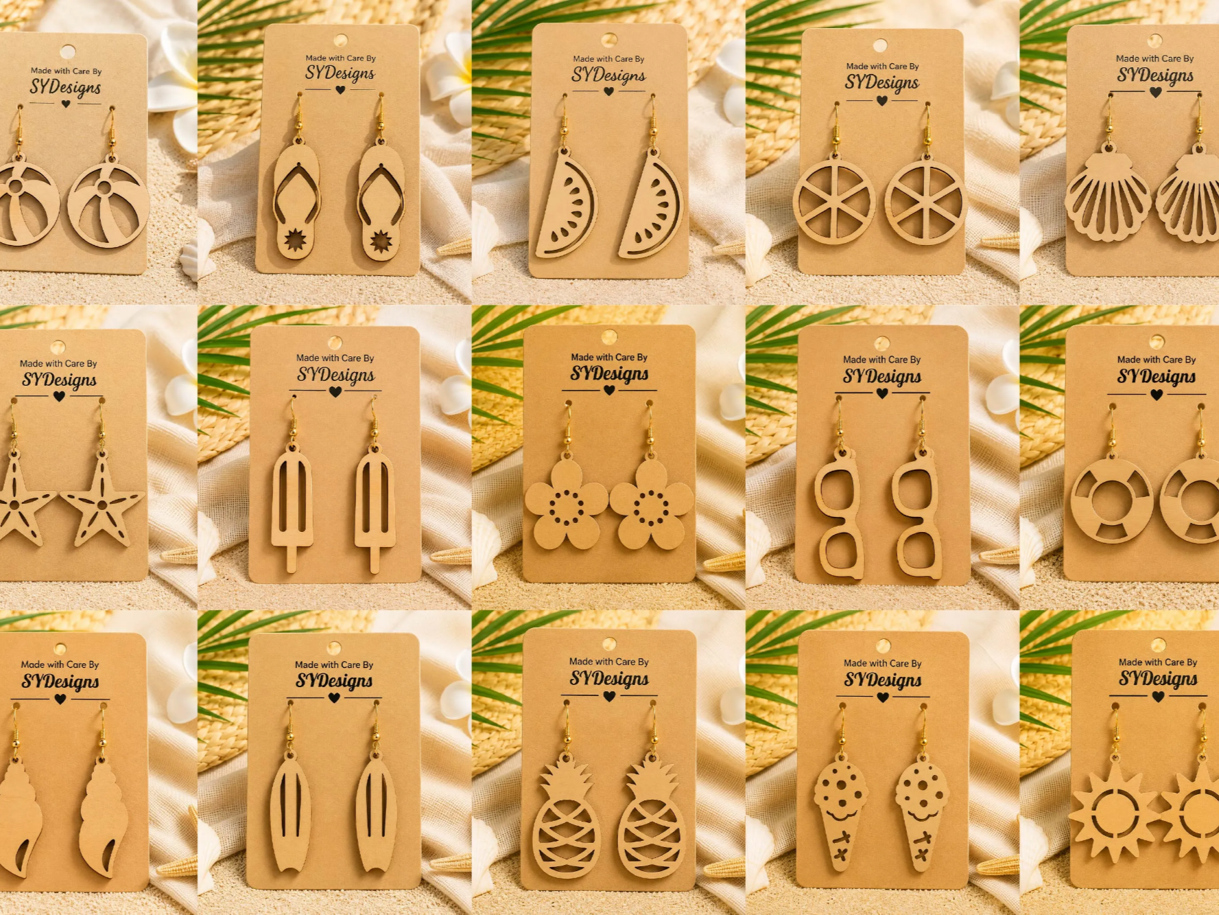 Summer Earrings Laser Cut SVG