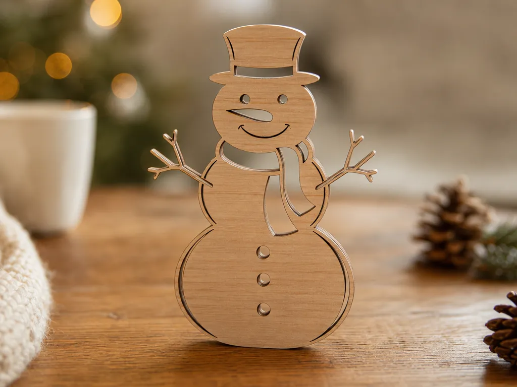 Wooden Snowman Tabletop Figure for Winter Holiday Decor