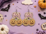 [Laser cut and engrave] Halloween Pumpkin Bow Earrings Svg, Laser Cut File, Dxf Svg Pdf, Glowforge Template, Wood Earrings, Digital Download
