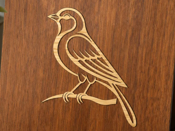 Wooden Bird Wall Art Silhouette on Branch