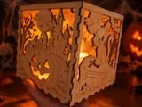 [Laser cut and engrave] Lanterne cube lumineuse avec motifs de sorcière et fantômes pour Halloween