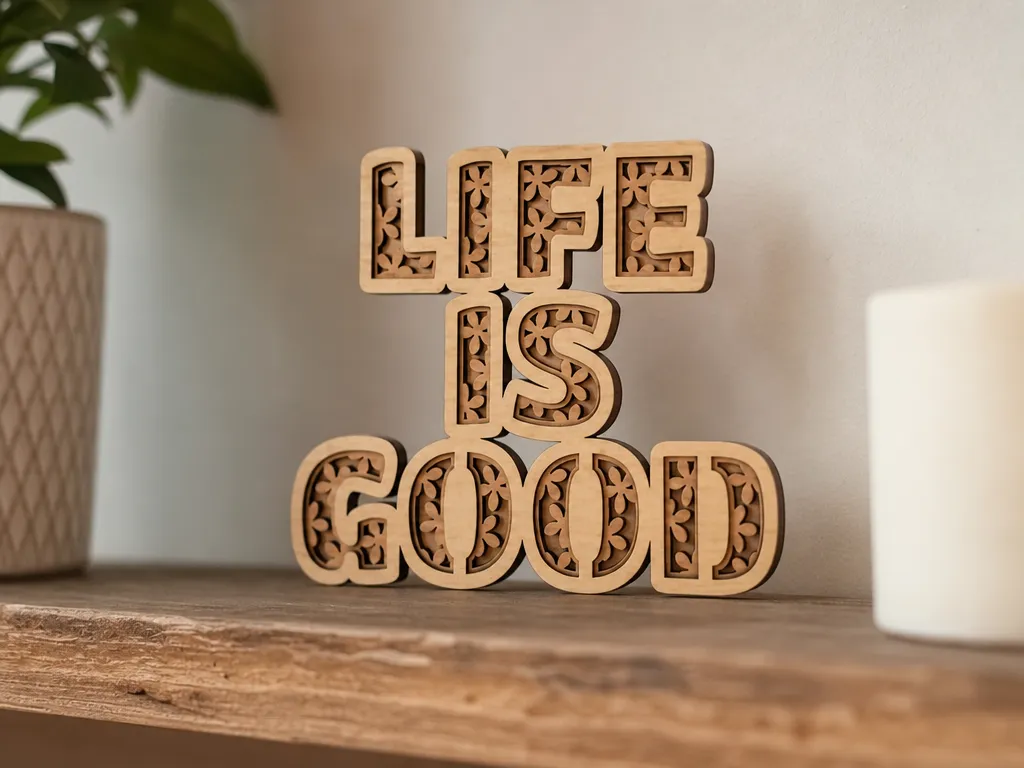 Life Is Good Floral Cutout Tabletop Sign