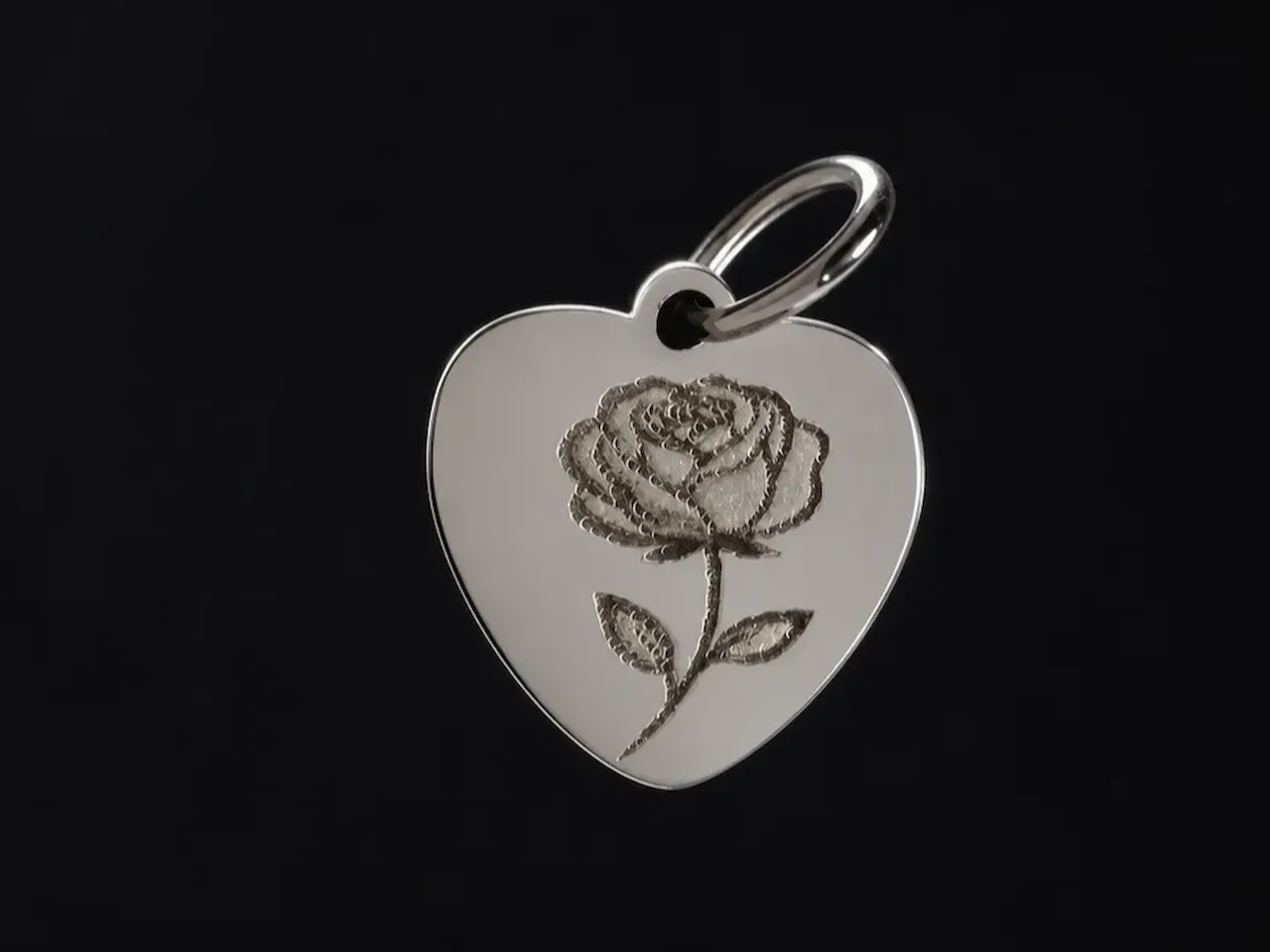 [Laser cut and engrave] Heart Shaped Pendant with Rose Motif