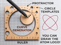 [Laser cut and engrave] Geometric Spirograph Drawing Tool with Protractor and Ruler