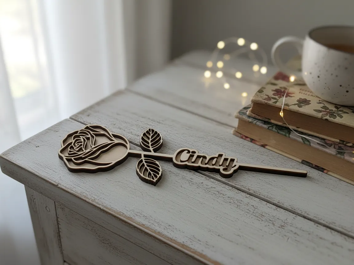 Rose personnalisée avec le prénom Cindy