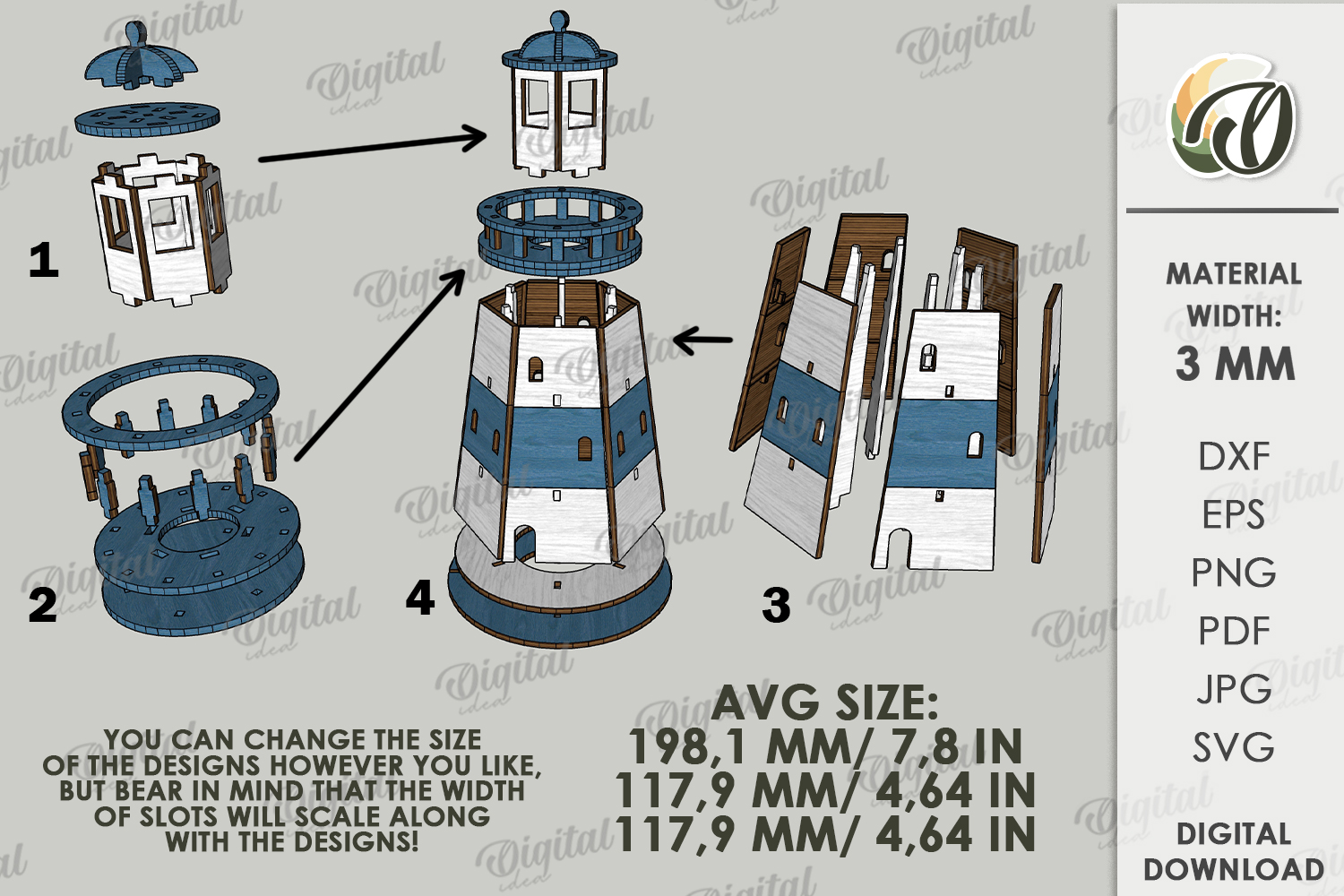 [Laser cut and engrave] Illuminated Nautical Lighthouse Table Lamp