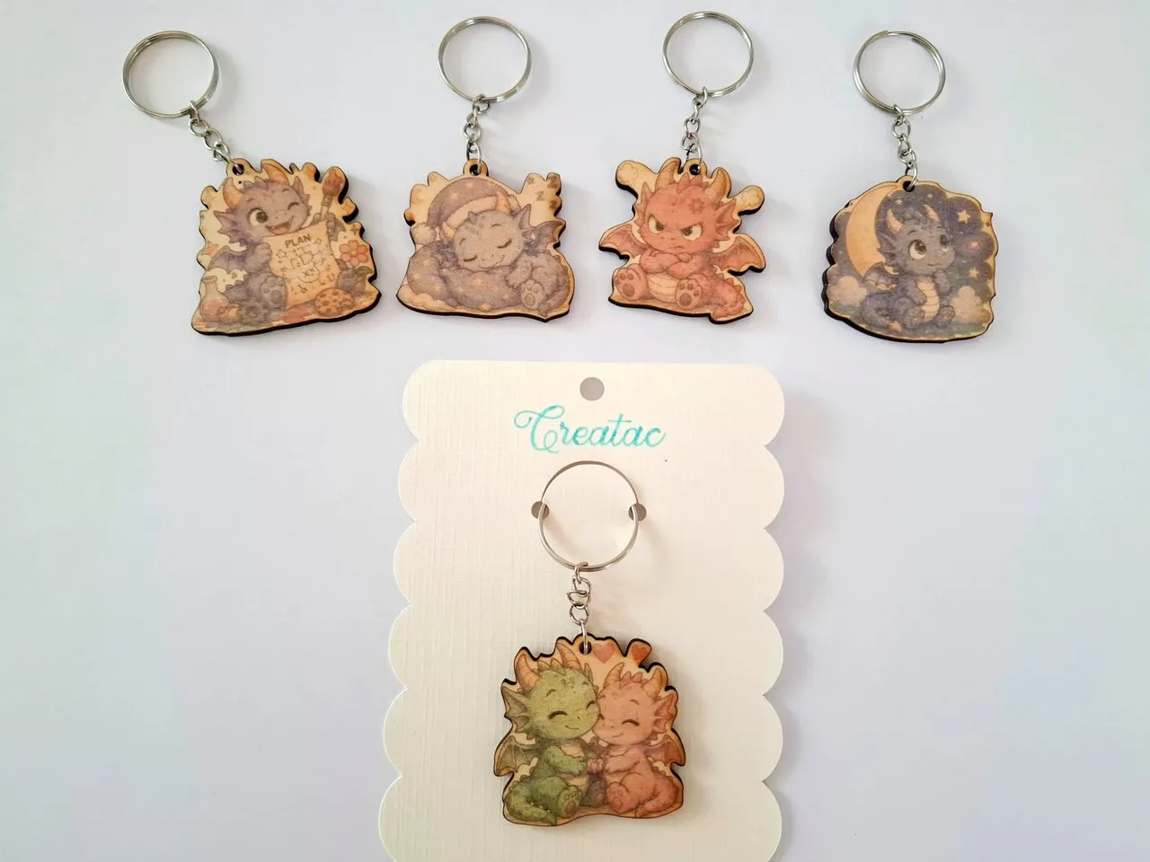 [Laser cut and engrave] Tiny Mood Dragon – Love & Friendship | Cute Couple Dragon Keychain for xTool M1 Ultra or M2