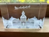 [Laser cut and engrave] Crystal Block with 3D Christmas Village and Santa Sleigh Scene
