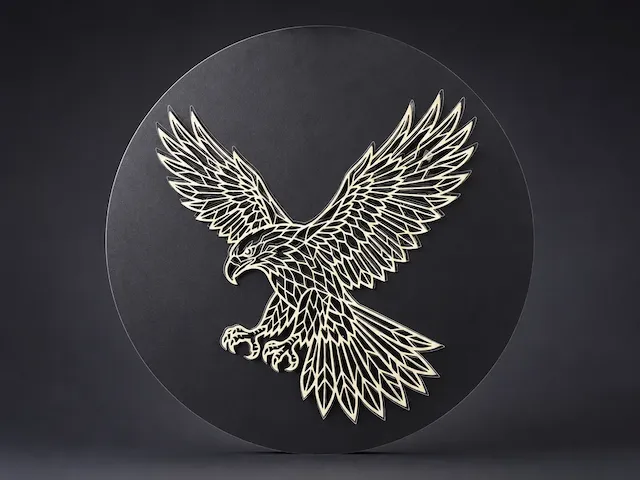 Geometric Eagle Wall Art on Circular Backing
