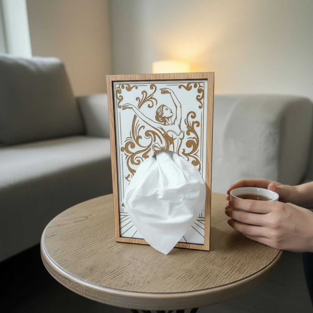 [Laser cut and engrave] Ballerina Laser Cut Tissue Box Files – Dance Decor svg
