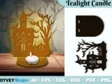[Laser cut and engrave] Halloween Haunted House Tea Light Candle Holders