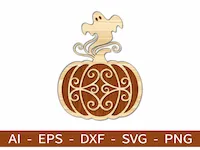 [Laser cut and engrave] Pumpkin and Ghost Halloween Wall Hanging