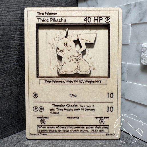 [Laser cut and engrave] Thicc Pikachu (Wood Card)
