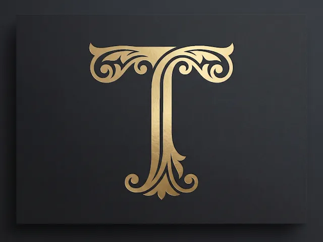 T Elegant Wedding Monogram – Romantic Bridal Initial with Flowing Calligraphic Detail for Laser Cut Signs, Cake Toppers, Invitations & Engraving