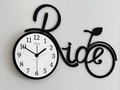 Bicycle Themed Wall Clock with Ride Typography