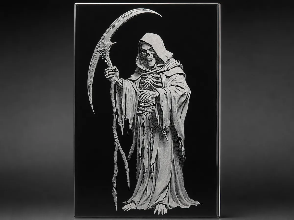 [Laser cut and engrave] Grim Reaper Wall Plaque with Scythe