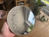 [Laser cut and engrave] Round hand mirror with floral vine etching