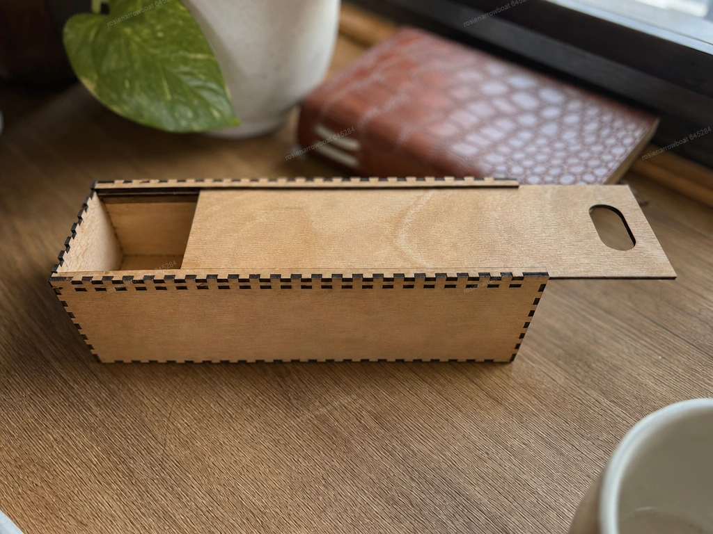 280mm Wooden sliding lid storage box with finger hole