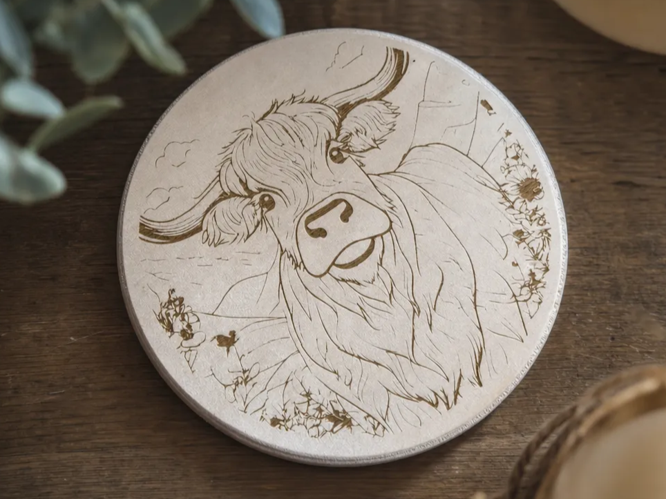 Highland Cow Engrave Test