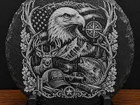[Laser cut and engrave] American Eagle and Wildlife Outdoor Theme Slate Wall Plaque