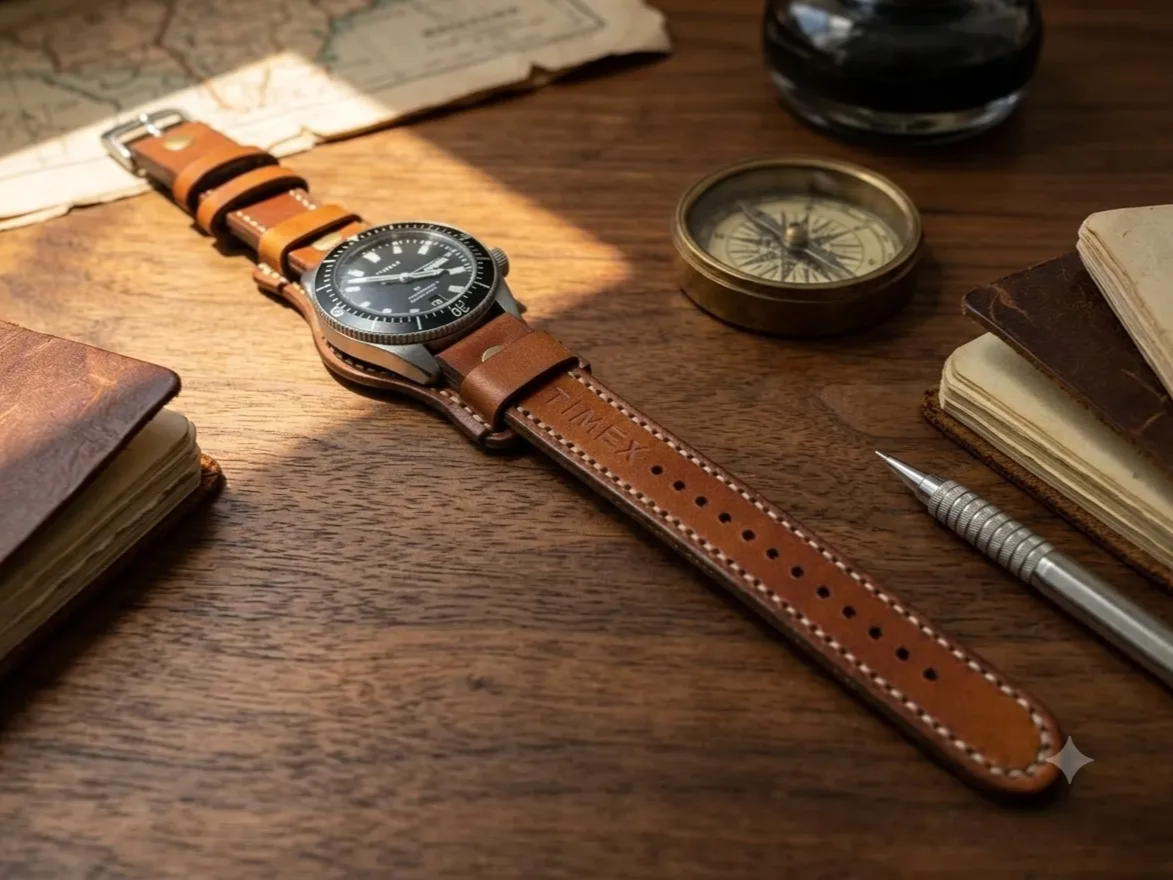 20mm Deluxe Leather Bund Watch Band