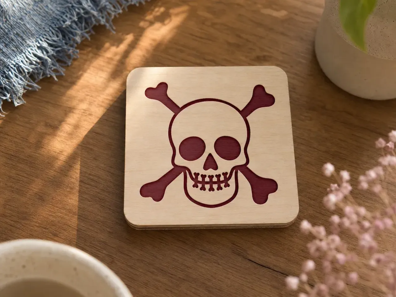 [Laser cut and engrave] Halloween Skull Coaster