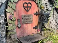 [Laser cut and engrave] Wooden Hobbit Gnome Door with Lantern Mailbox for Garden