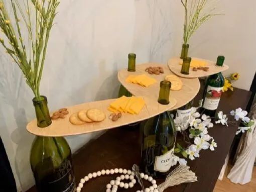 Wooden Charcuterie Serving Platter for Wine Bottles