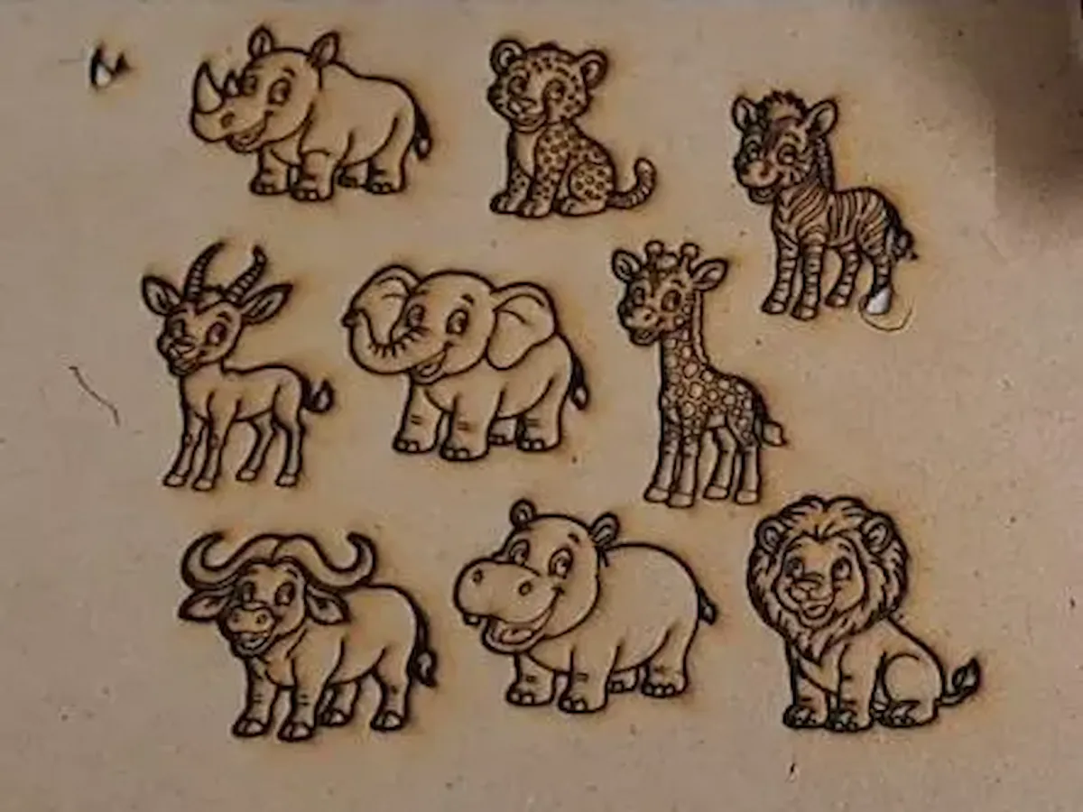 [Laser cut and engrave] Set of Cartoon Safari Animal Figures