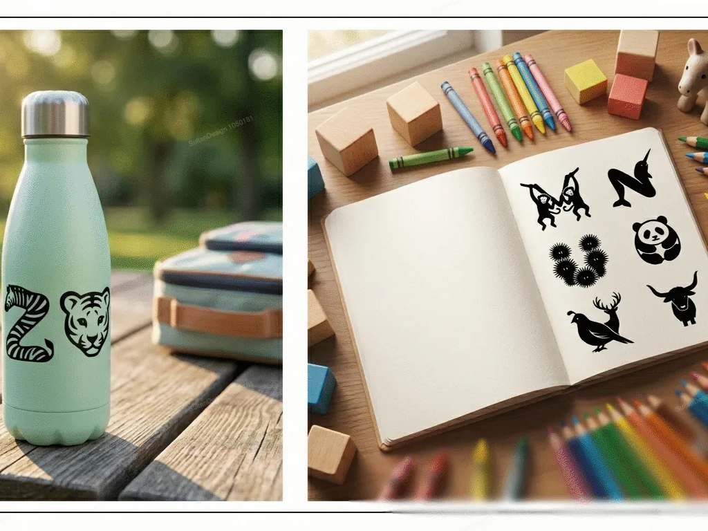 Cute Animal Alphabet Silhouette Sticker SVG Bundle