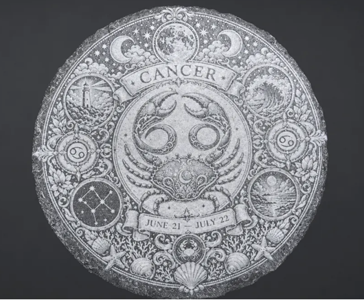 [Laser cut and engrave] Cancer Zodiac Sign Round Slate Coaster with Crab Motif