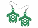 [Laser cut and engrave] Green Sea Turtle Dangle Earrings