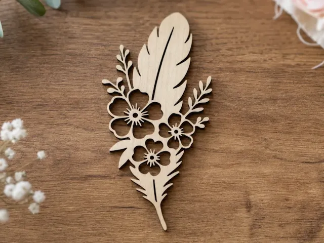 Floral Feather Cutout Wall Art