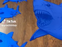 [Laser cut and engrave] Blue Mirrored Great White Shark Wall Art
