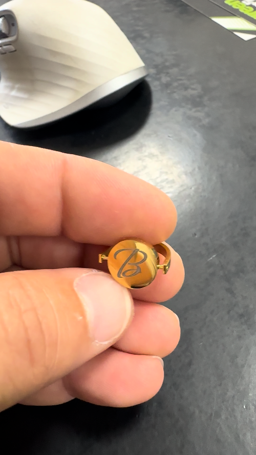 [Laser cut and engrave] Gold tone heart pendant necklace with spinning charm